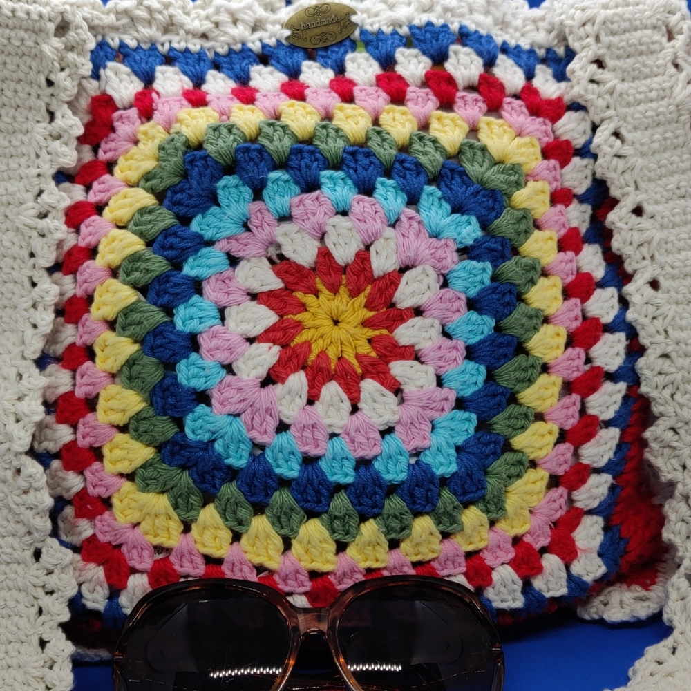%100 Handmade Crochet  Boho Vintage Style🧶Tote Shoulder Women's Bag - Picture 8 of 16